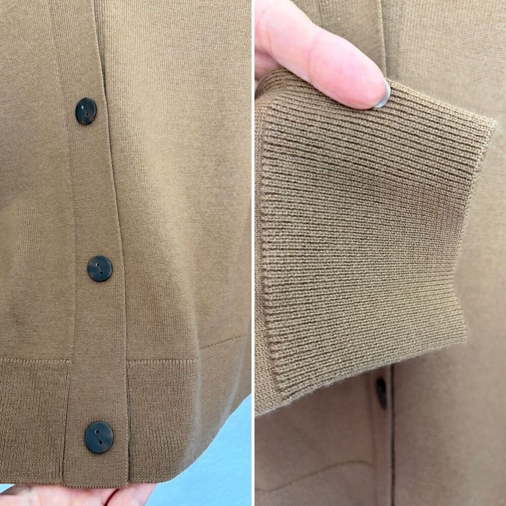 Vince Wool + Cashmere V-Neck Knit High Button Cardigan in Mink Brown Size M - Picture 10 of 12